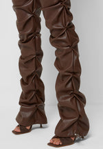 tacked-vegan-leather-flared-trousers-chocolate-brown