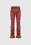 tacked-vegan-leather-flared-trousers-wine-red