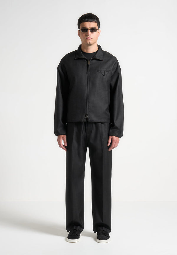 Tailored Funnel Neck Jacket - Black