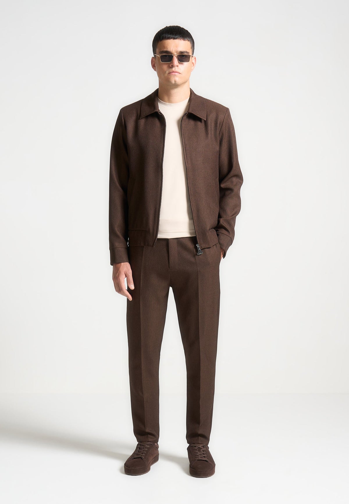 Roger - Tailored Harrington Jacket - Brown