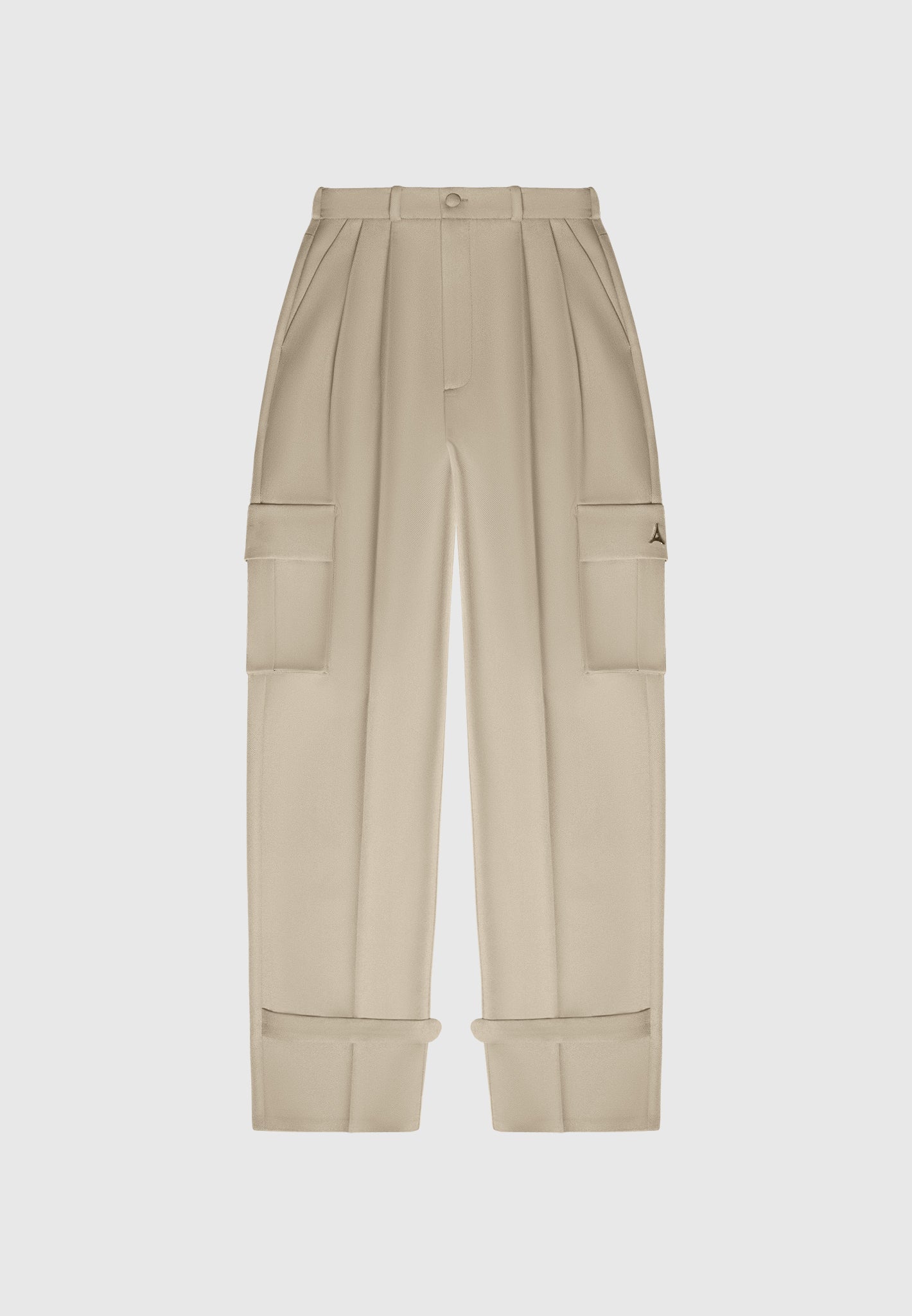 Danielle - Tailored Pleated Cargo Trousers - Beige