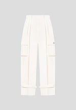 Danielle - Tailored Pleated Cargo Trousers - Off White