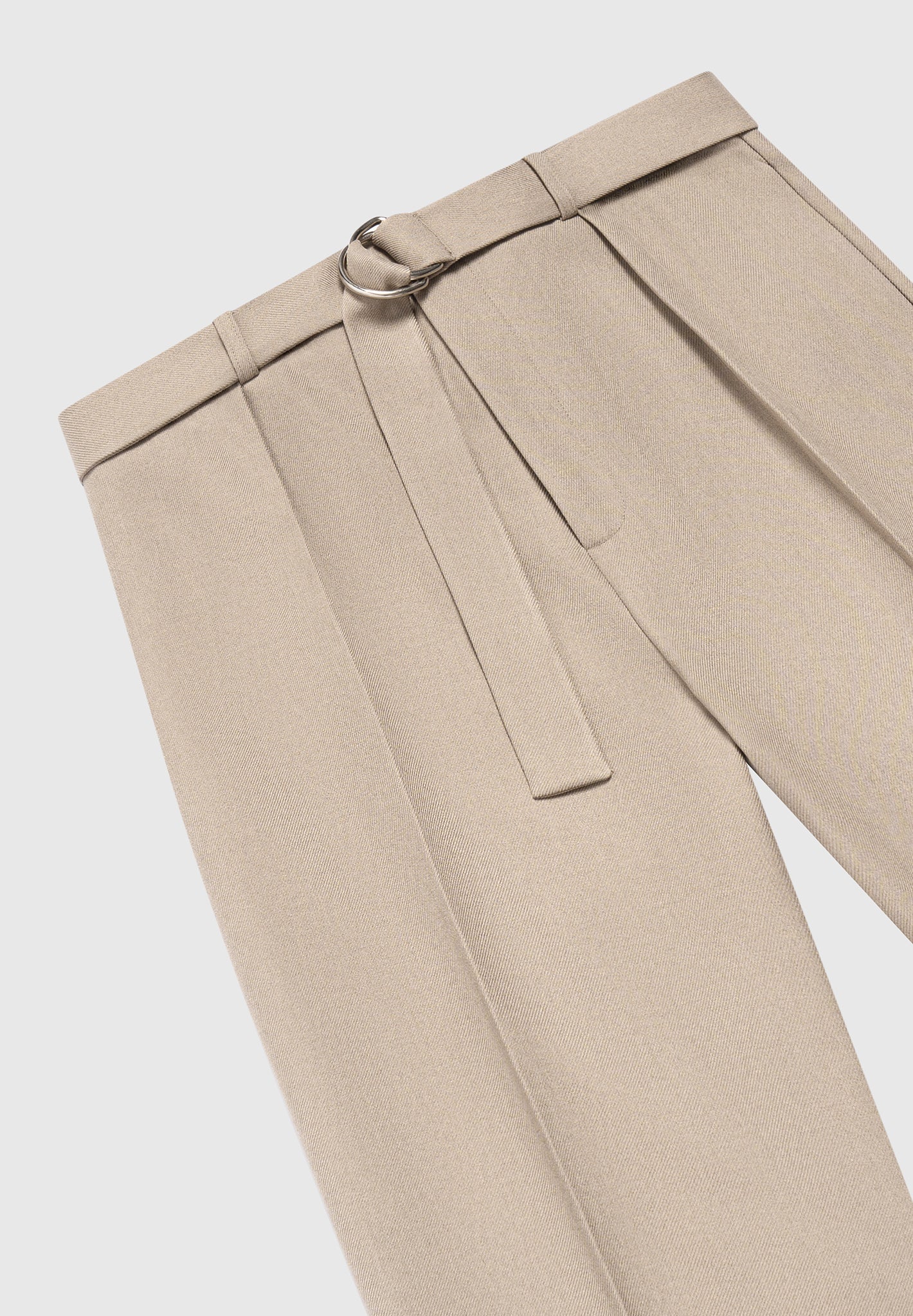 Louis - Relaxed Fit Belted Tailored Pants - Beige