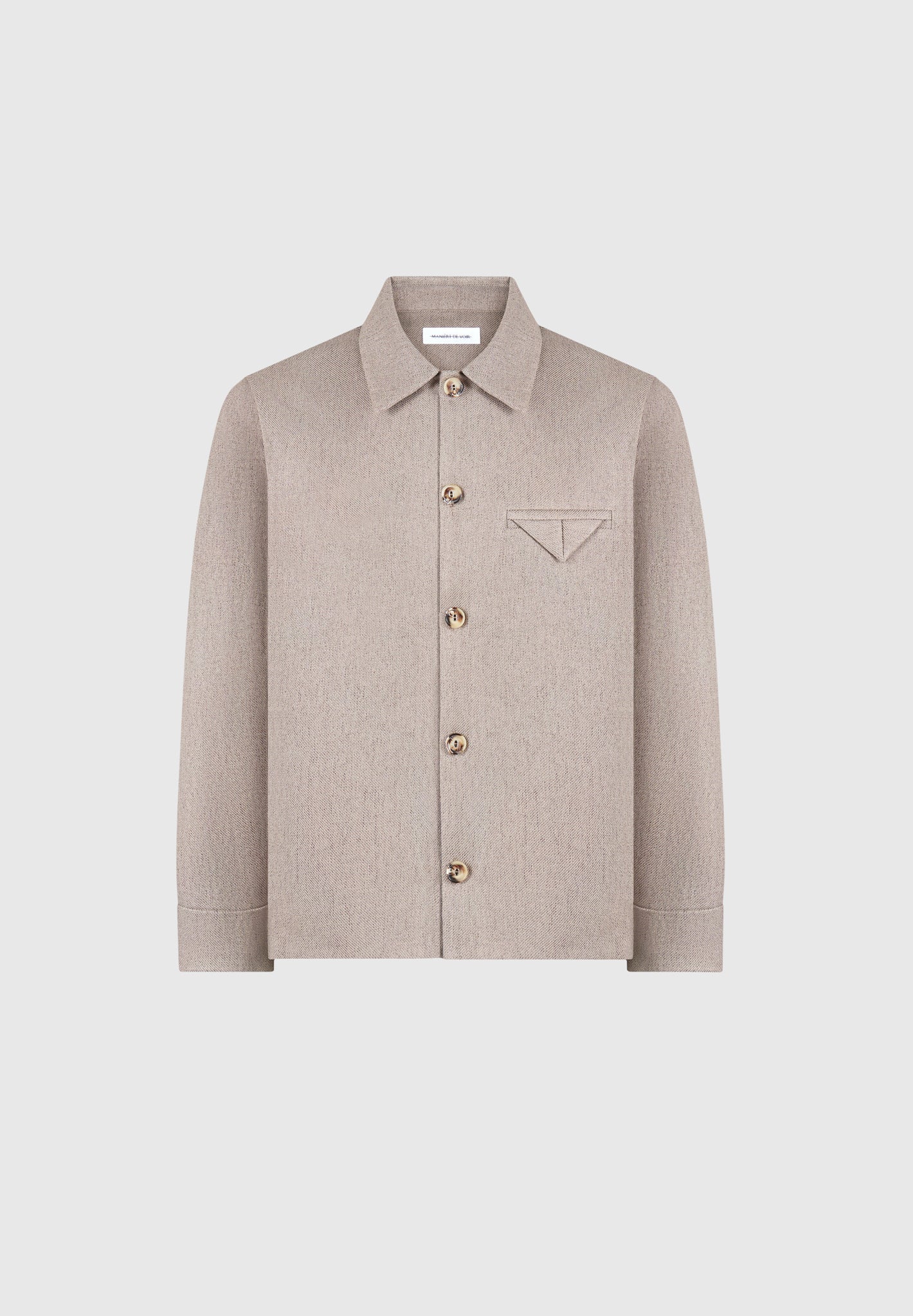 Leo - Textured Tailored Long Sleeve Overshirt - Taupe