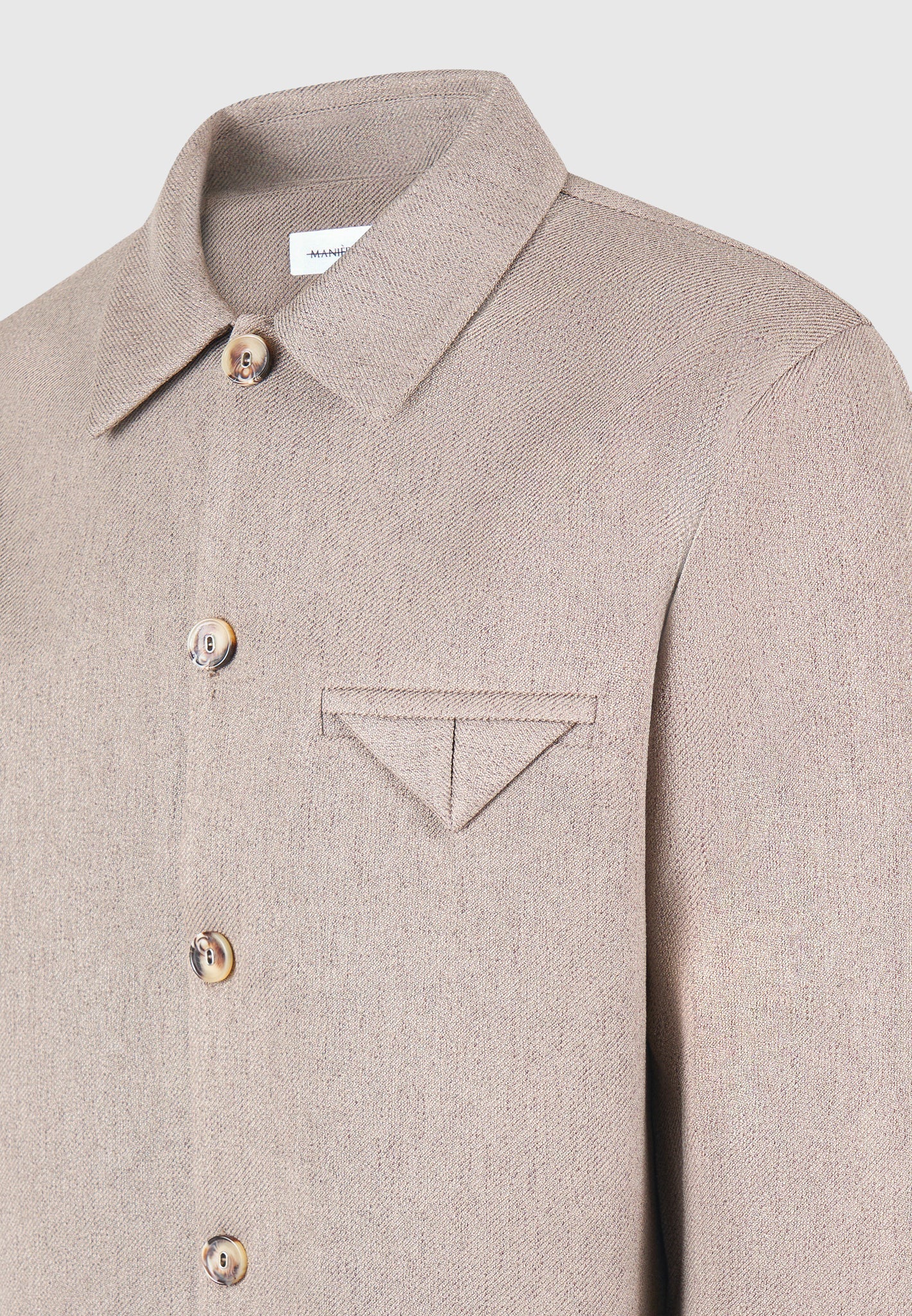 Leo - Textured Tailored Long Sleeve Overshirt - Taupe
