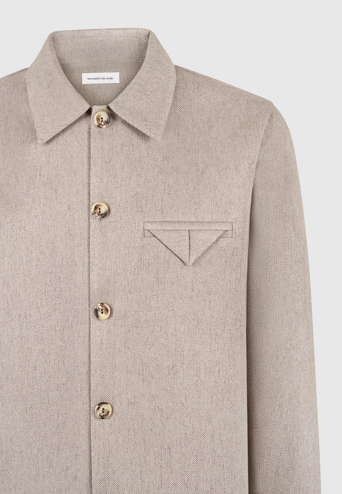 Leo - Textured Tailored Long Sleeve Overshirt - Taupe