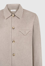 Leo - Textured Tailored Long Sleeve Overshirt - Taupe