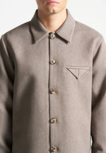 Leo - Textured Tailored Long Sleeve Overshirt - Taupe