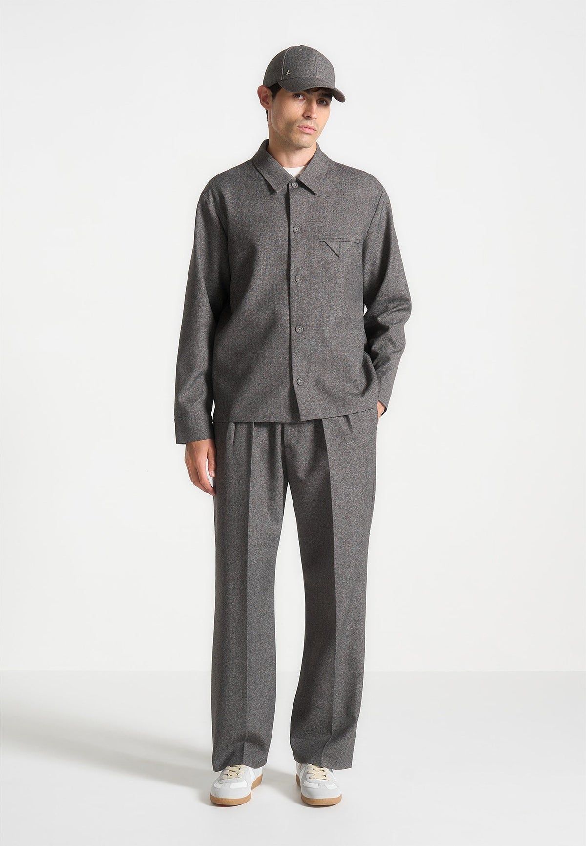 Leo - Textured Tailored Overshirt - Dark Grey