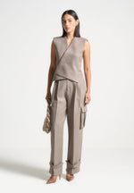 laurence-textured-tailored-wrap-waistcoat-taupe