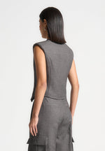 Laurence - Textured Tailored Wrap Waistcoat - Grey Marl