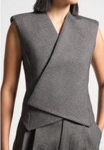 Laurence - Textured Tailored Wrap Waistcoat - Grey Marl