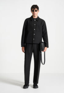 Benoit - Twill Pocket Cropped Shirt - Black