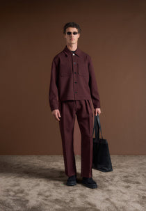 Benoit - Twill Pocket Cropped Shirt - Wine Red