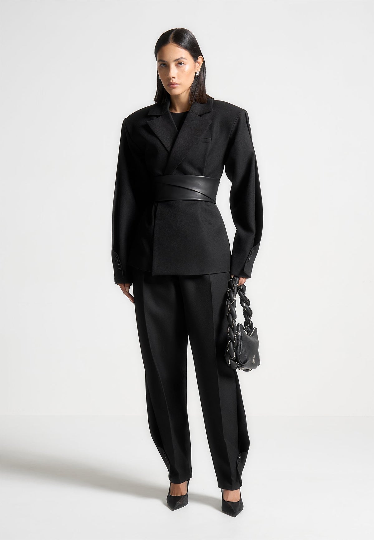 S⁠ophie - Twist Leg Tailored Pants - Black