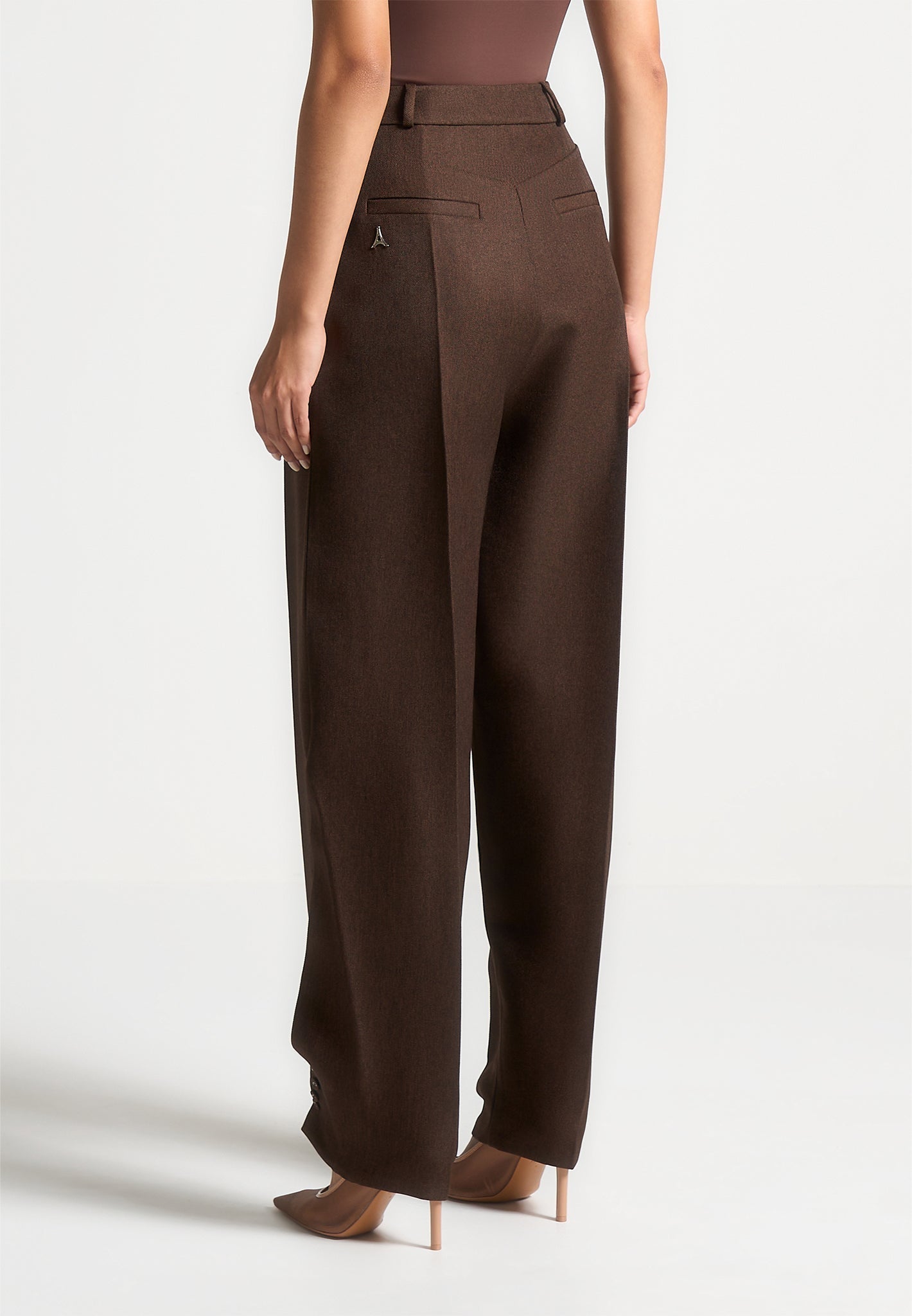 Sophie - Twist Leg Tailored Trousers - Brown