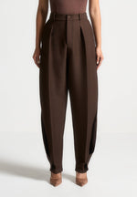 Sophie - Twist Leg Tailored Trousers - Brown