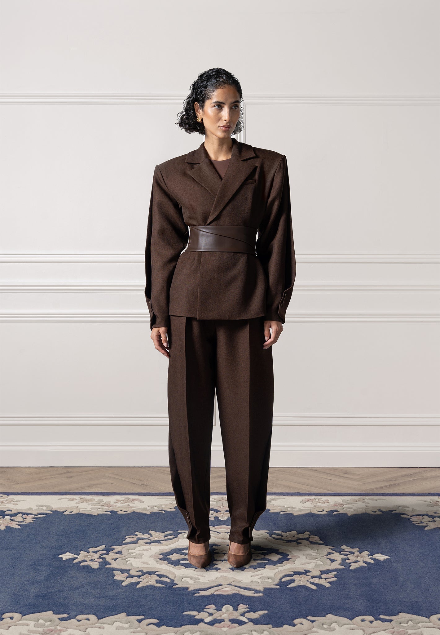 Sophie - Twist Leg Tailored Trousers - Brown
