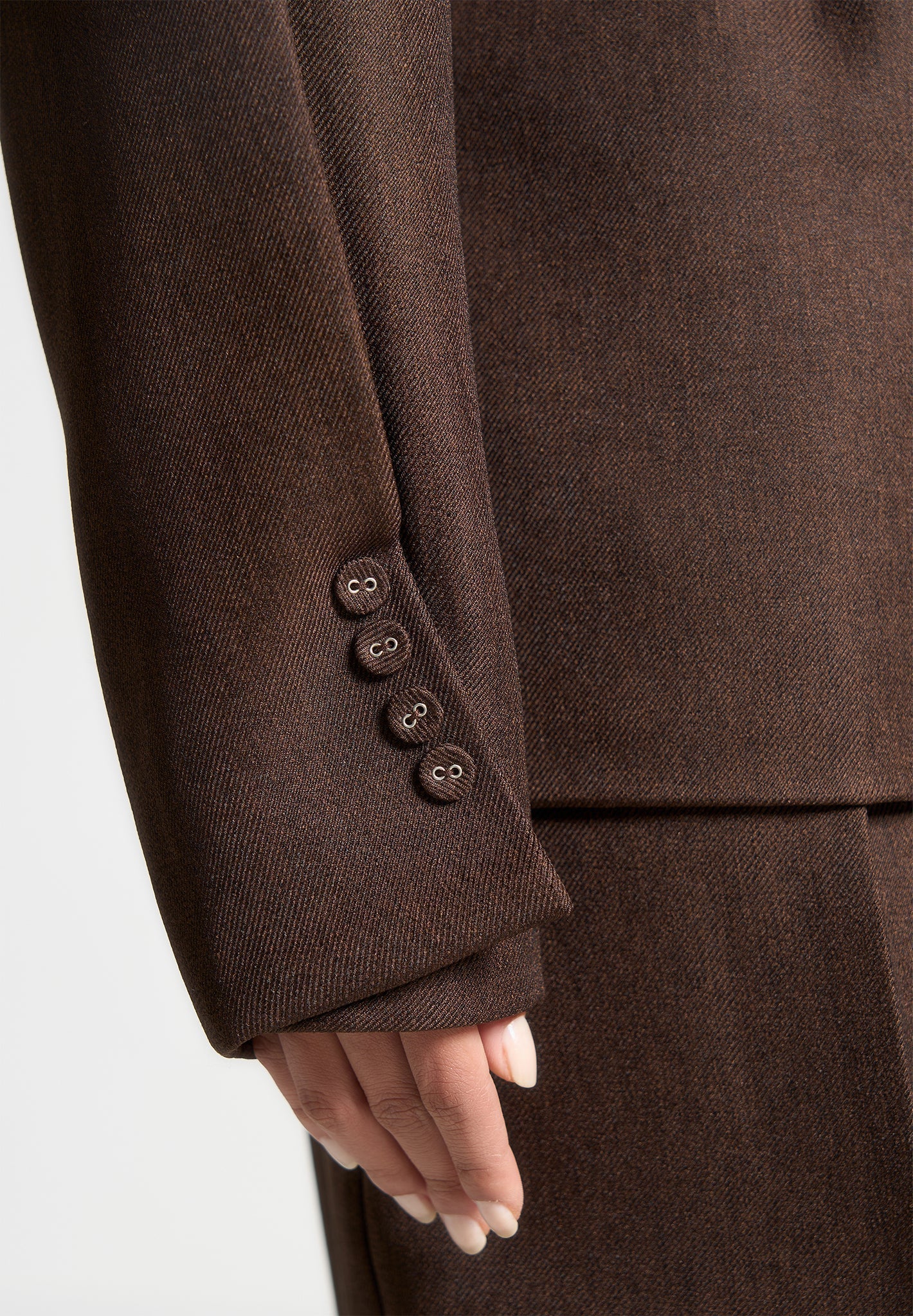 Marie - Twist Sleeve Tailored Blazer with Belt - Brown