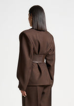 marie-twist-sleeve-tailored-blazer-with-belt-brown