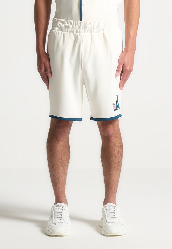 Timo - Velvet Eiffel Shorts - Cream/Blue