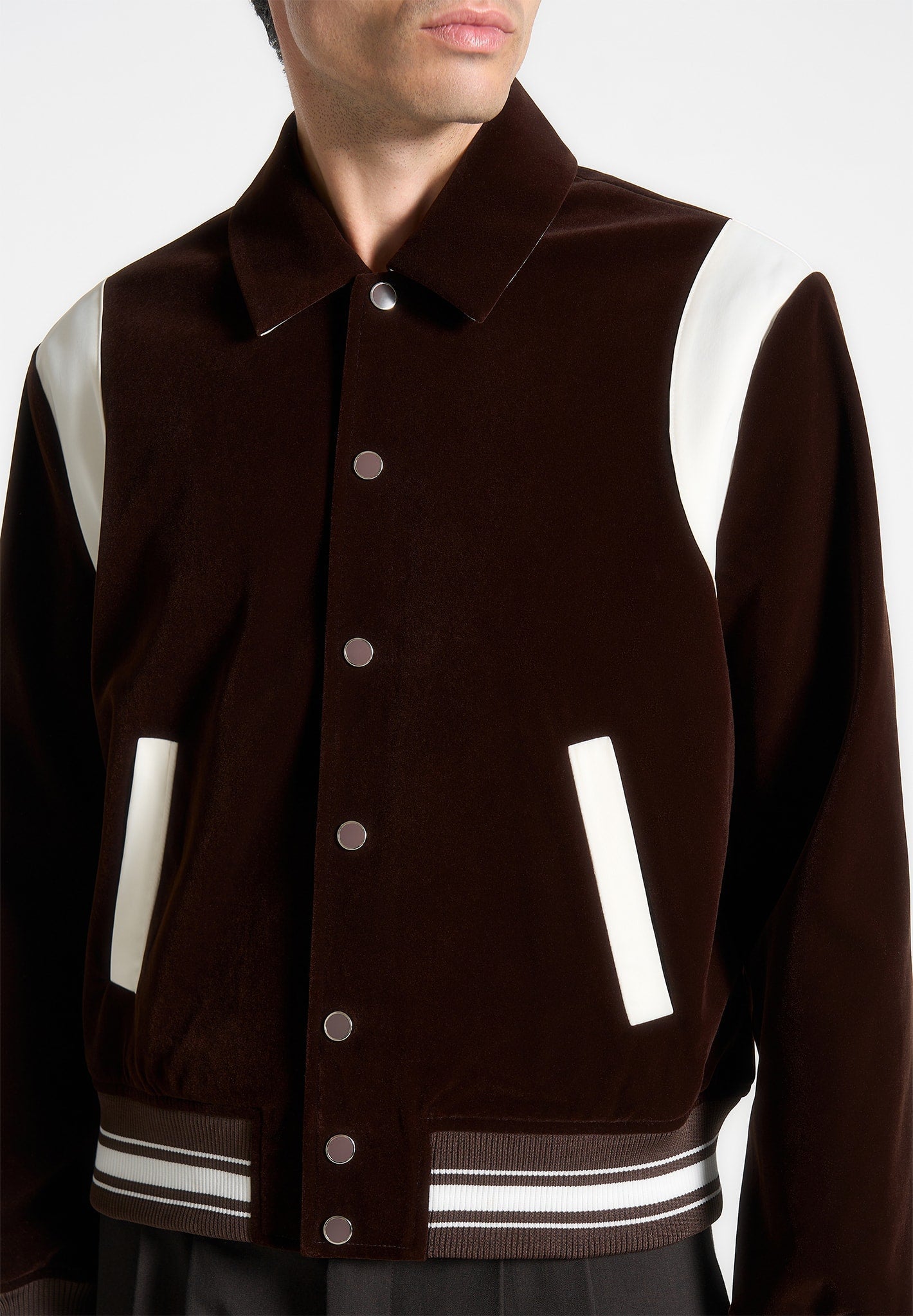 nico-velvet-satin-varsity-jacket-brown