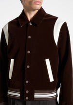 nico-velvet-satin-varsity-jacket-brown