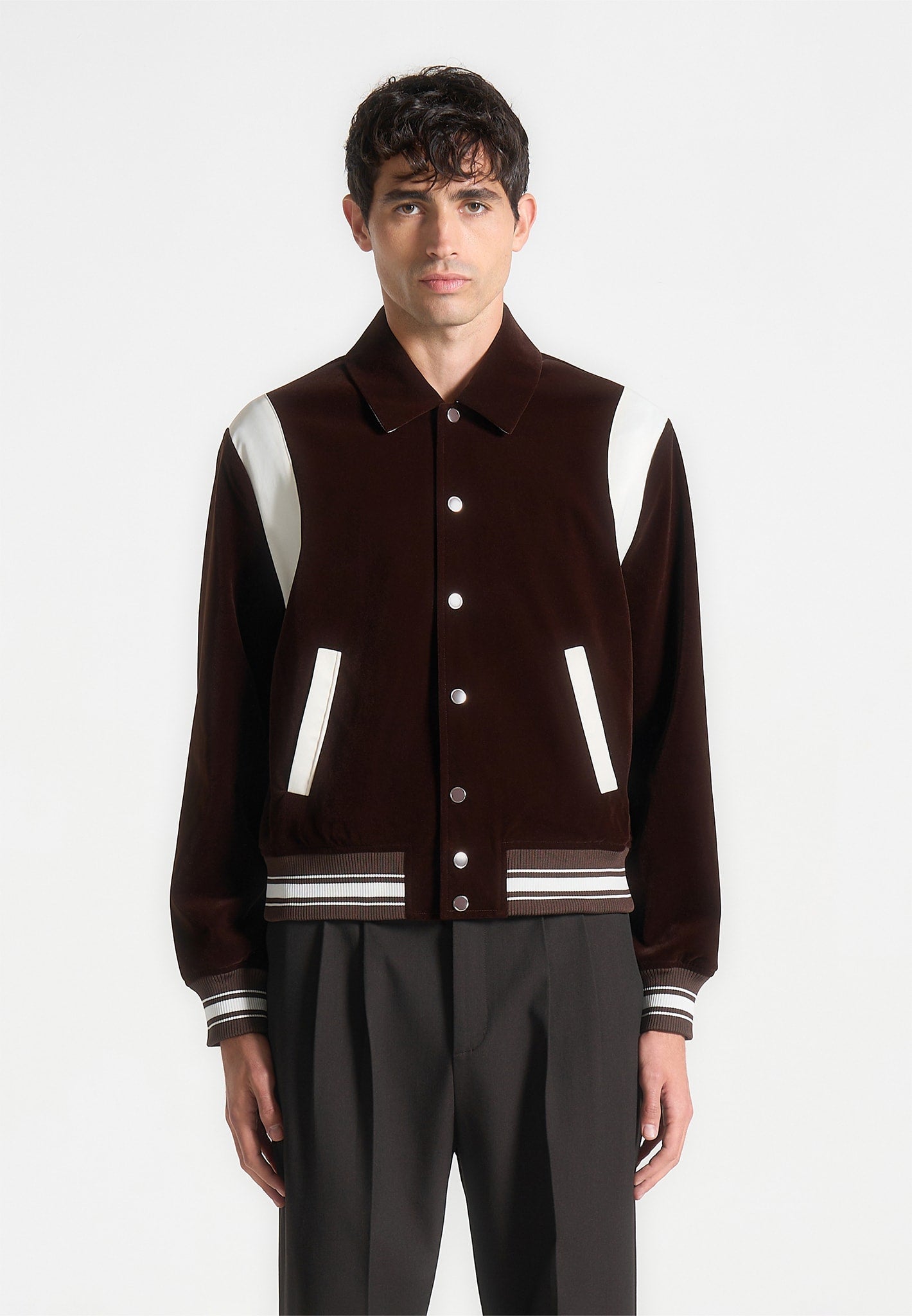 nico-velvet-satin-varsity-jacket-brown