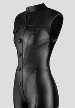 Annette - Wax Coated Denim Jumpsuit - Black