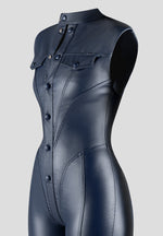 Annette - Wax Coated Denim Jumpsuit - Indigo