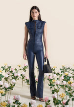 Annette - Wax Coated Denim Jumpsuit - Indigo